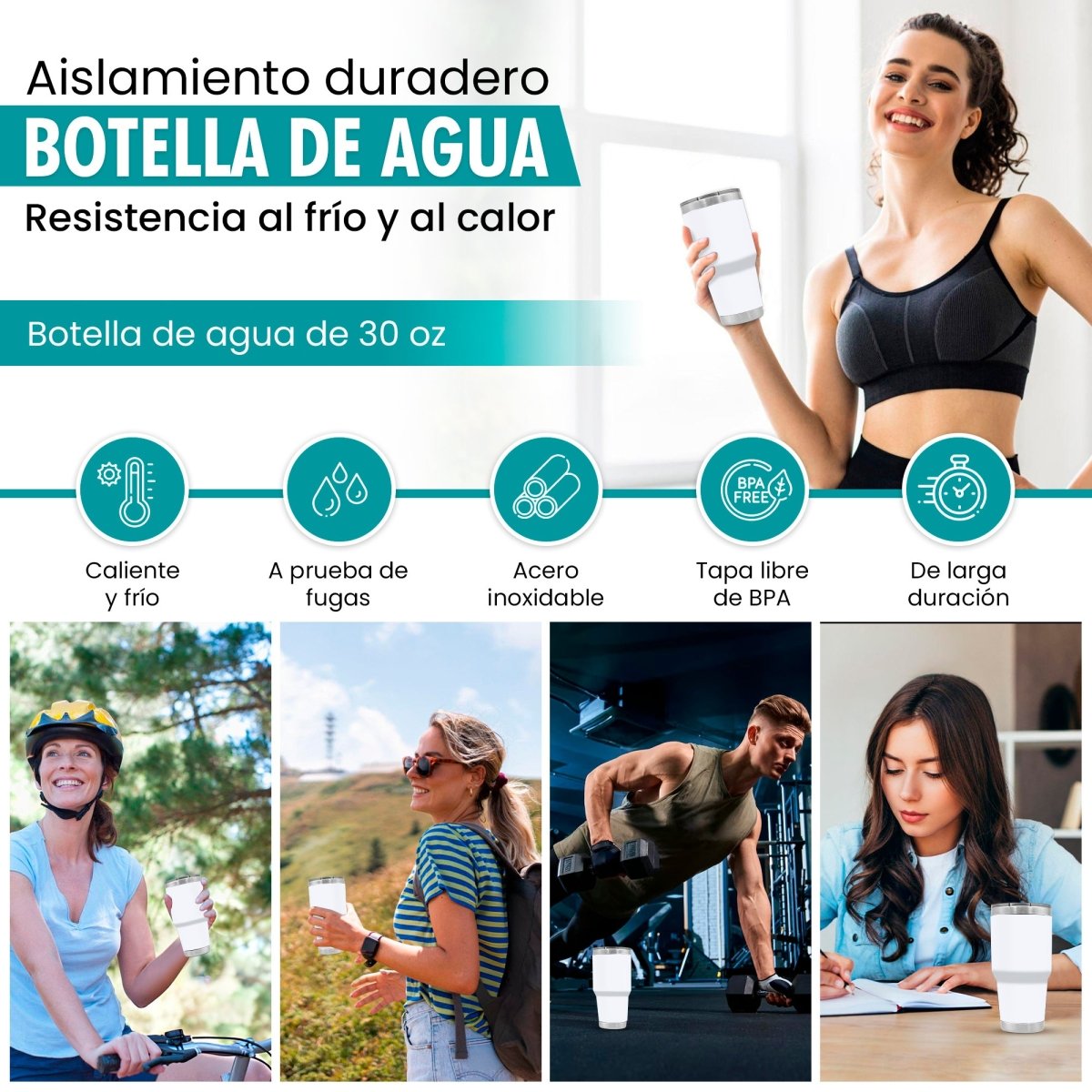 Termo Vaso de 30 oz • Mantiene Bebidas Frías 24h & Calientes 12h • Resistente & Portátil - ONDASHOPMX
