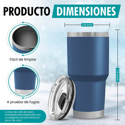Termo Vaso de 30 oz • Mantiene Bebidas Frías 24h & Calientes 12h • Resistente & Portátil - ONDASHOPMX