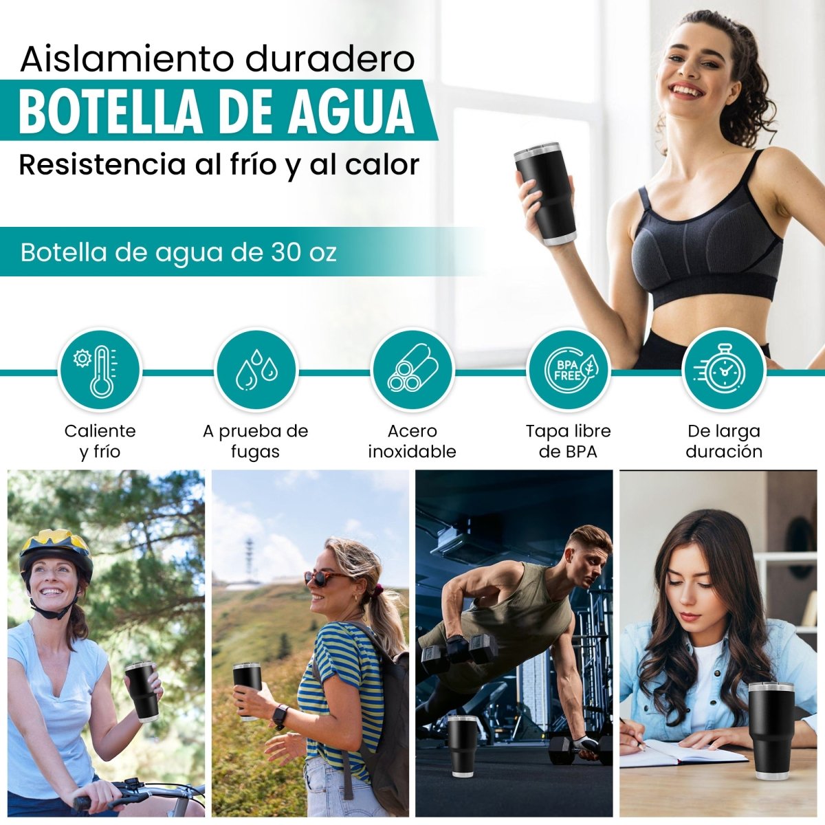 Termo Vaso de 30 oz • Mantiene Bebidas Frías 24h & Calientes 12h • Resistente & Portátil - ONDASHOPMX