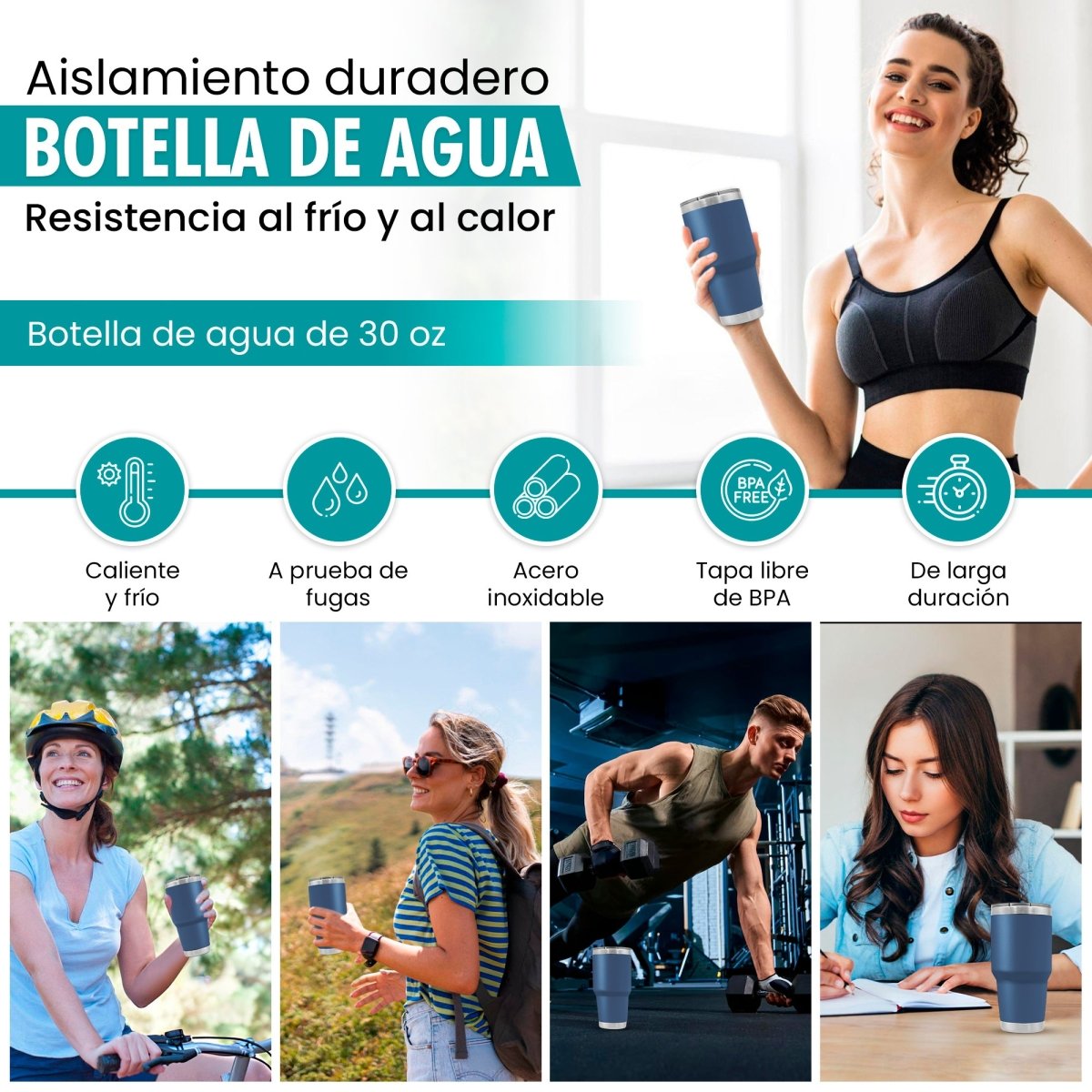 Termo Vaso de 30 oz • Mantiene Bebidas Frías 24h & Calientes 12h • Resistente & Portátil - ONDASHOPMX