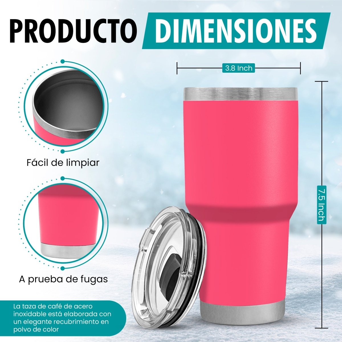 Termo Vaso de 30 oz • Mantiene Bebidas Frías 24h & Calientes 12h • Resistente & Portátil - ONDASHOPMX