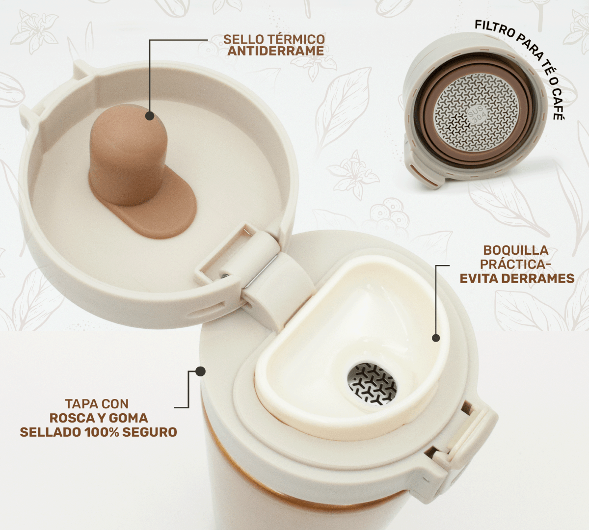 ThermoCup Premium | Taza De Acero Inoxidable Con Infusor Integrado - ONDASHOPMX