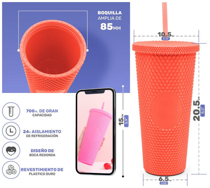 Tumbler Con Popote Reutilizable - 700 ml - ONDASHOPMX