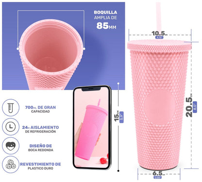 Tumbler Con Popote Reutilizable - 700 ml - ONDASHOPMX