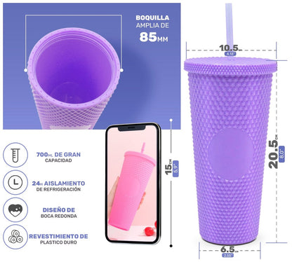 Tumbler Con Popote Reutilizable - 700 ml - ONDASHOPMX