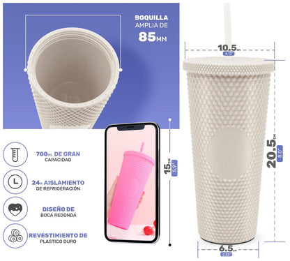 Tumbler Con Popote Reutilizable - 700 ml - ONDASHOPMX