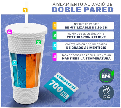 Tumbler Con Popote Reutilizable - 700 ml - ONDASHOPMX