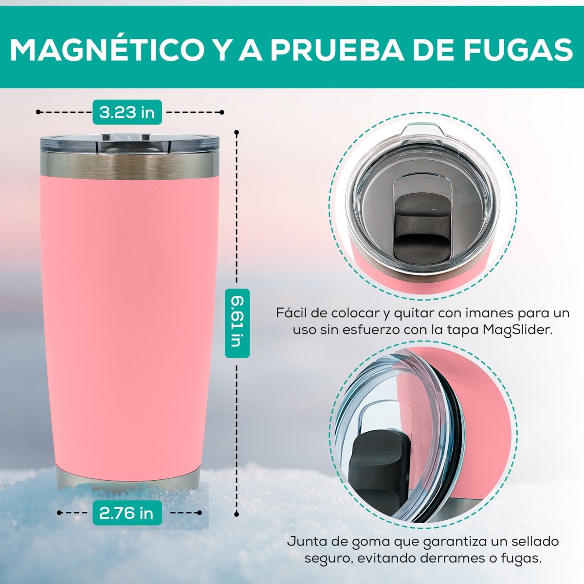 Vaso Térmico con Tapa Deslizante de Acero Inoxidable - 600 ml - ONDASHOPMX