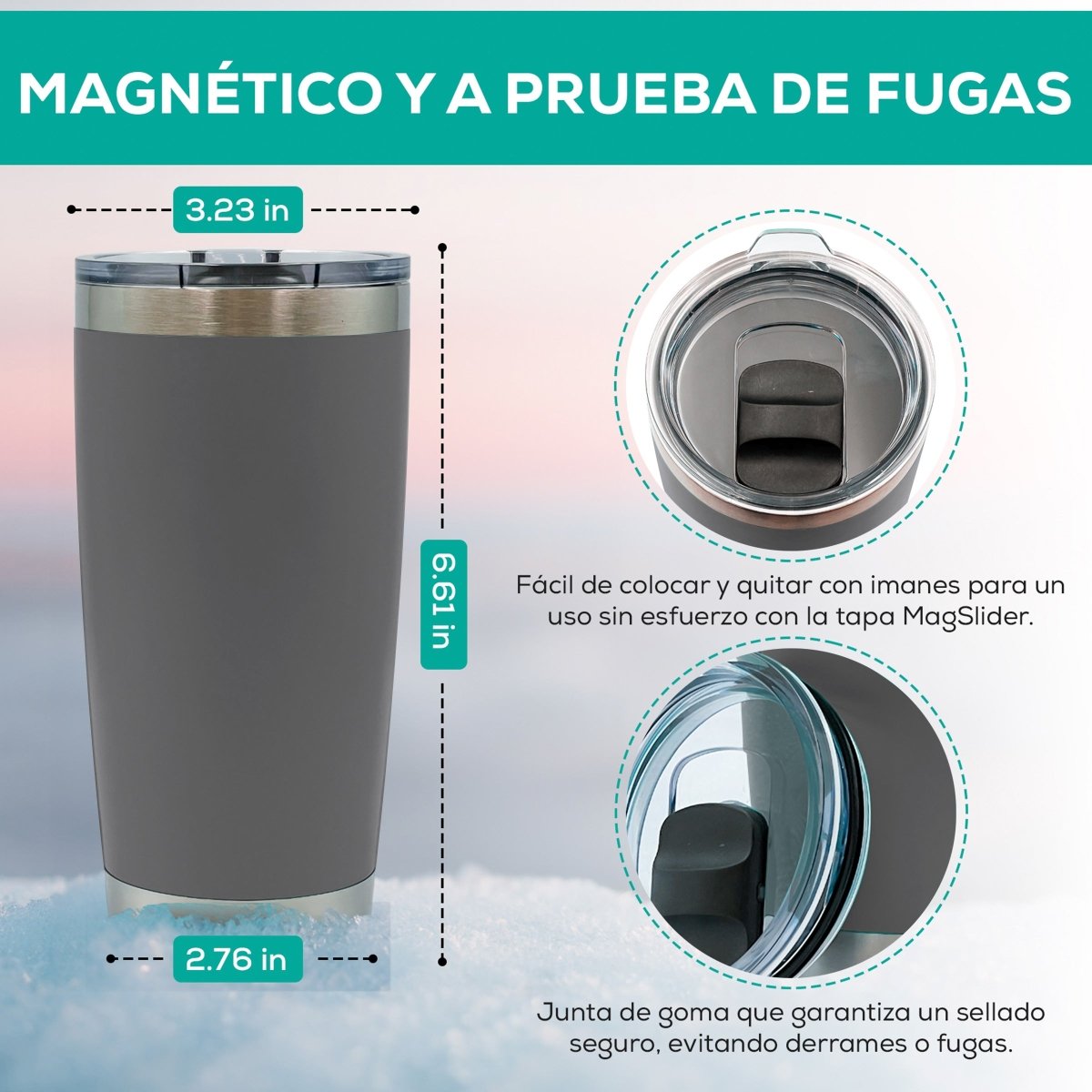 Vaso Térmico con Tapa Deslizante de Acero Inoxidable - 600 ml - ONDASHOPMX