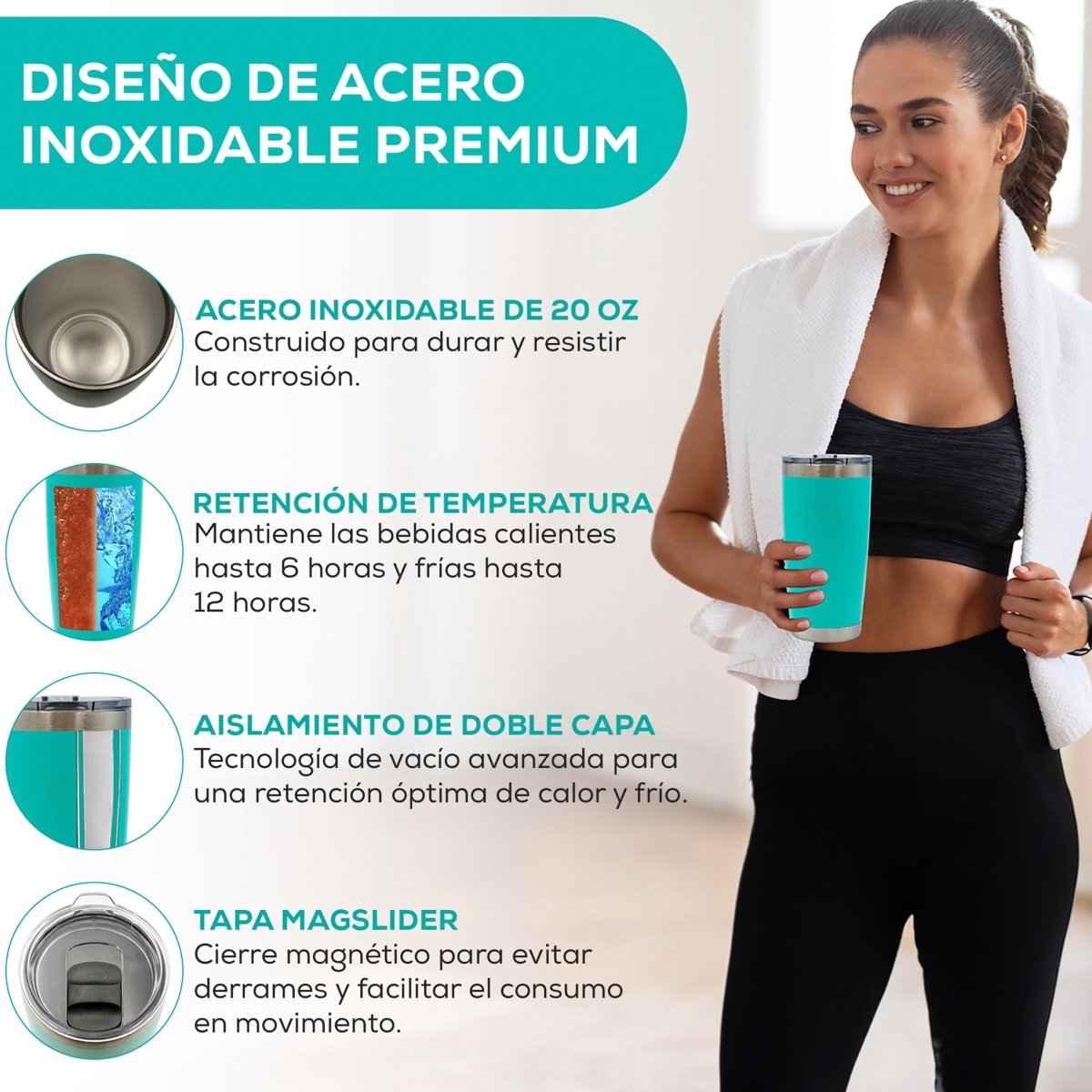 Vaso Térmico con Tapa Deslizante de Acero Inoxidable - 600 ml - ONDASHOPMX