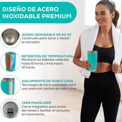 Vaso Térmico con Tapa Deslizante de Acero Inoxidable - 600 ml - ONDASHOPMX