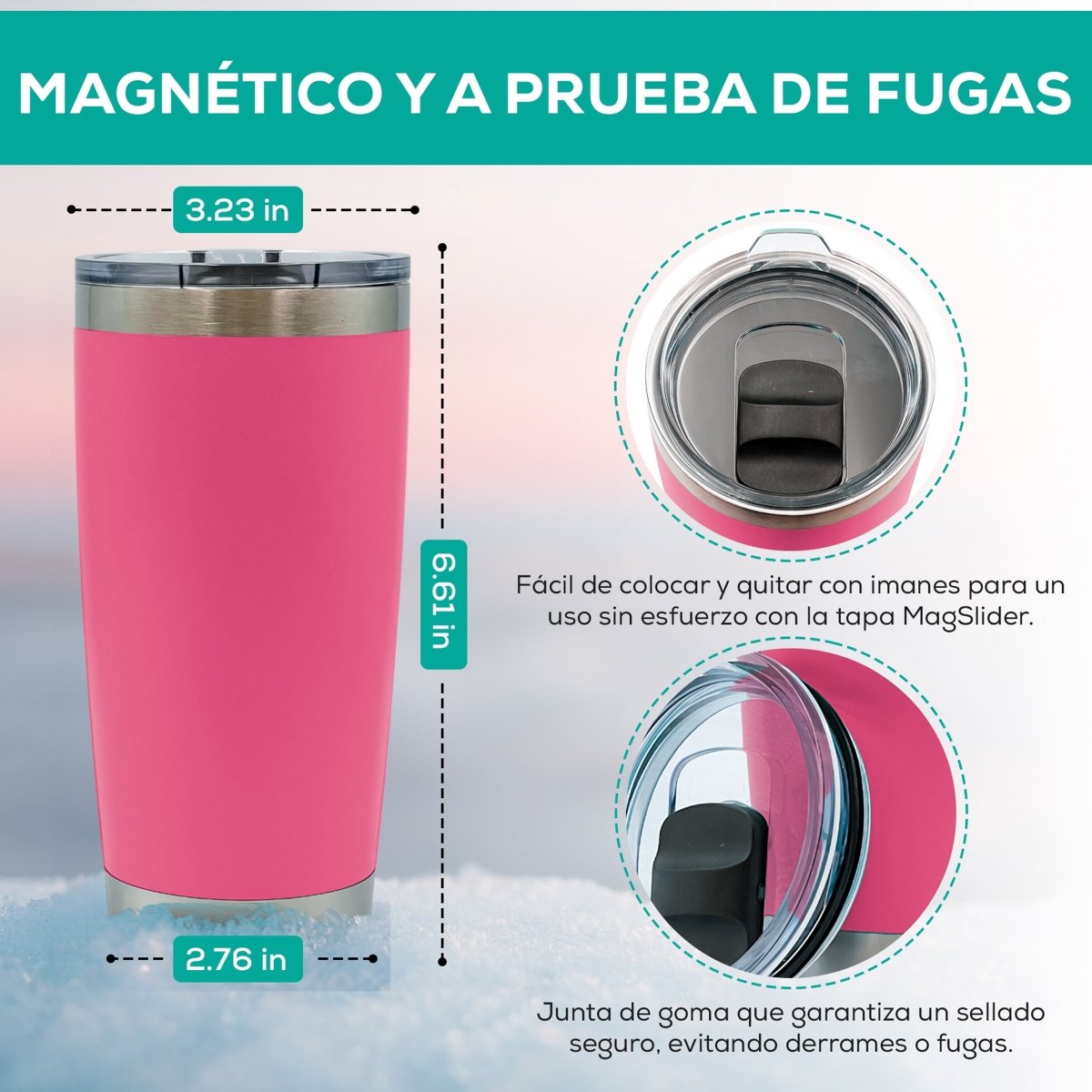 Vaso Térmico con Tapa Deslizante de Acero Inoxidable - 600 ml - ONDASHOPMX