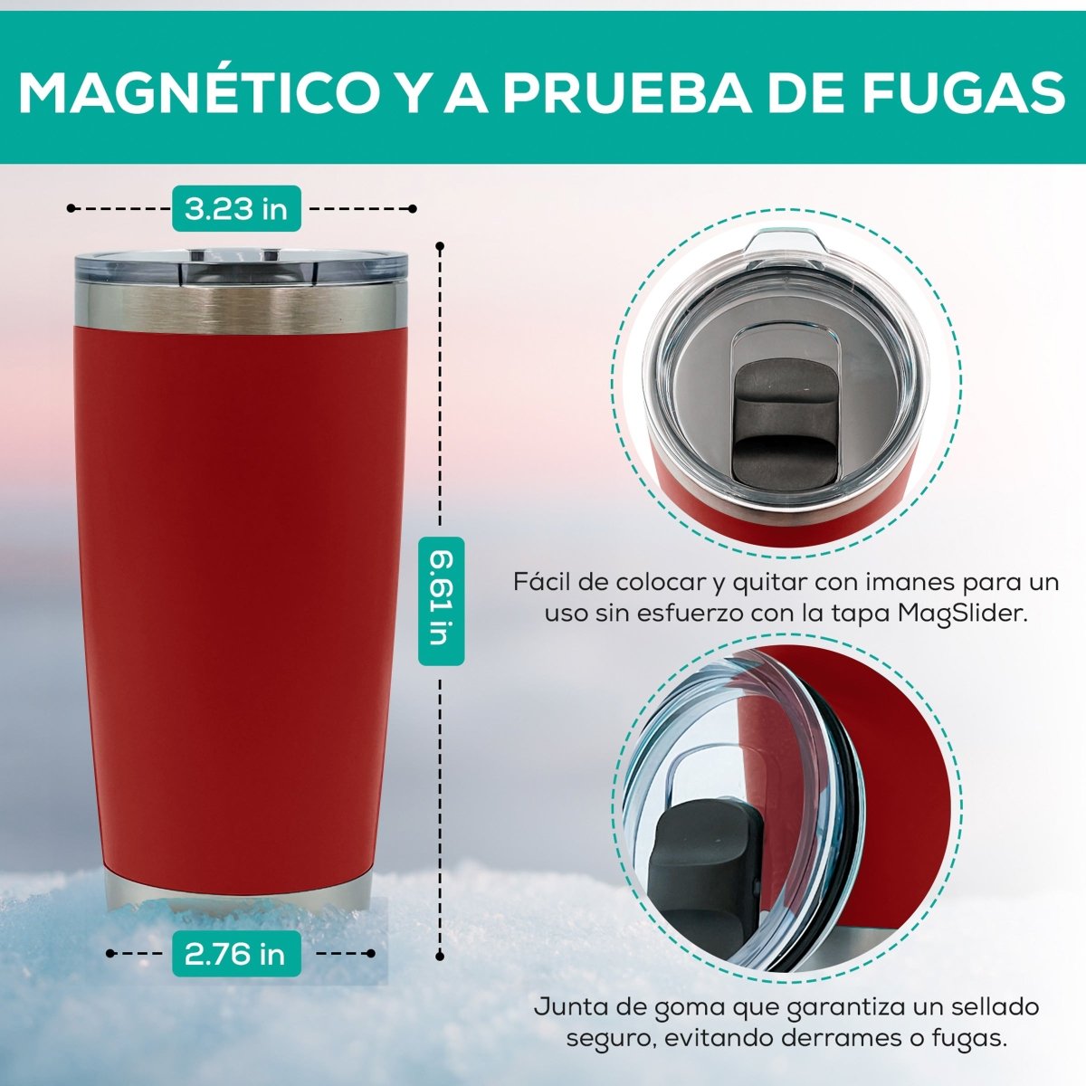 Vaso Térmico con Tapa Deslizante de Acero Inoxidable - 600 ml - ONDASHOPMX