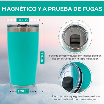 Vaso Térmico con Tapa Deslizante de Acero Inoxidable - 600 ml - ONDASHOPMX