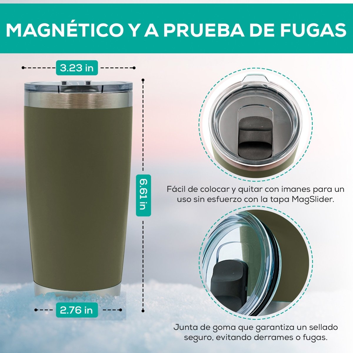 Vaso Térmico con Tapa Deslizante de Acero Inoxidable - 600 ml - ONDASHOPMX