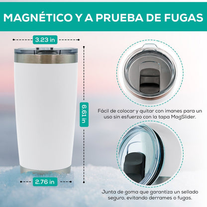 Vaso Térmico con Tapa Deslizante de Acero Inoxidable - 600 ml - ONDASHOPMX