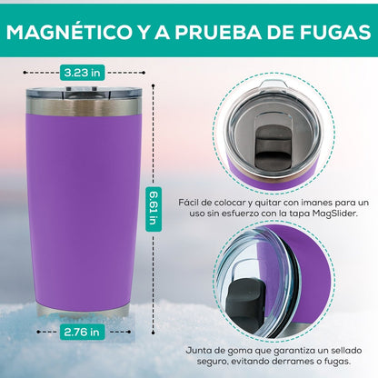 Vaso Térmico con Tapa Deslizante de Acero Inoxidable - 600 ml - ONDASHOPMX