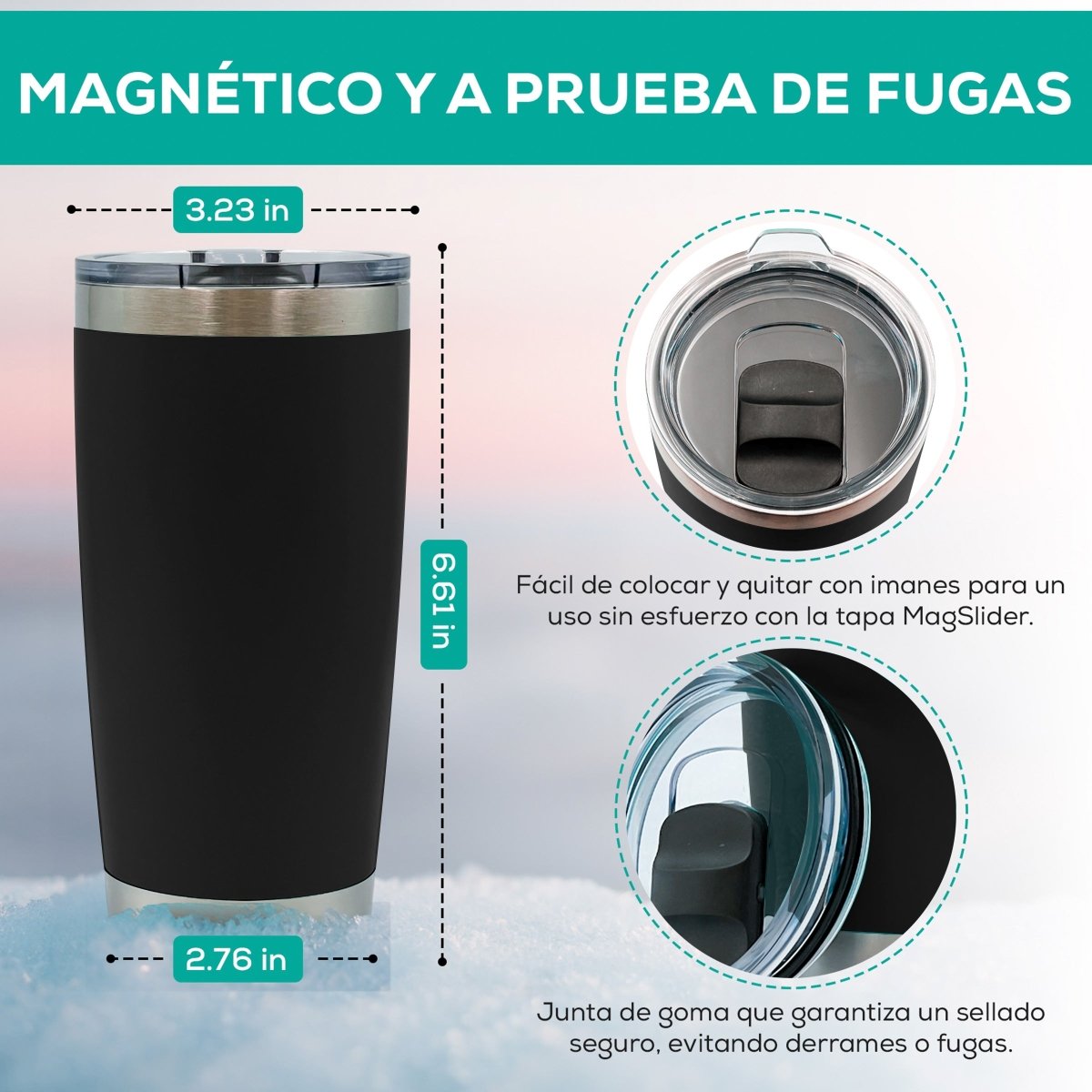 Vaso Térmico con Tapa Deslizante de Acero Inoxidable - 600 ml - ONDASHOPMX