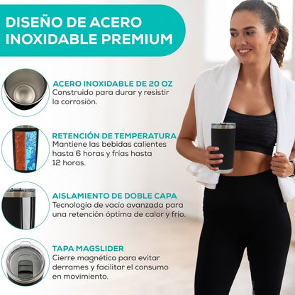 Vaso Térmico con Tapa Deslizante de Acero Inoxidable - 600 ml - ONDASHOPMX
