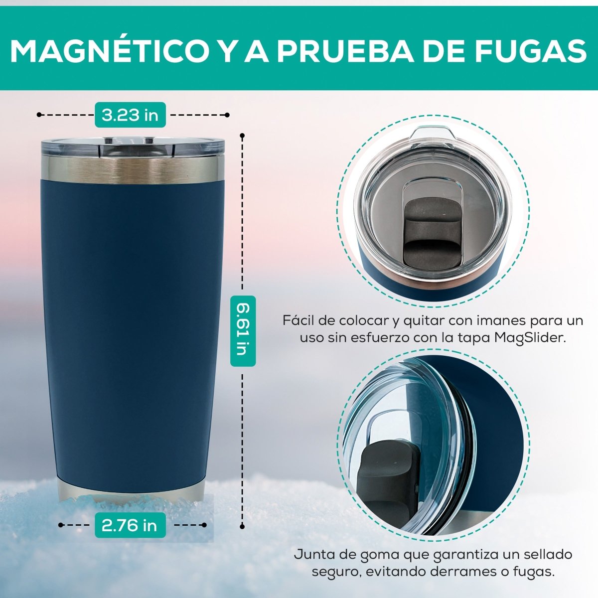 Vaso Térmico con Tapa Deslizante de Acero Inoxidable - 600 ml - ONDASHOPMX