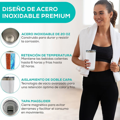 Vaso Térmico con Tapa Deslizante de Acero Inoxidable - 600 ml - ONDASHOPMX
