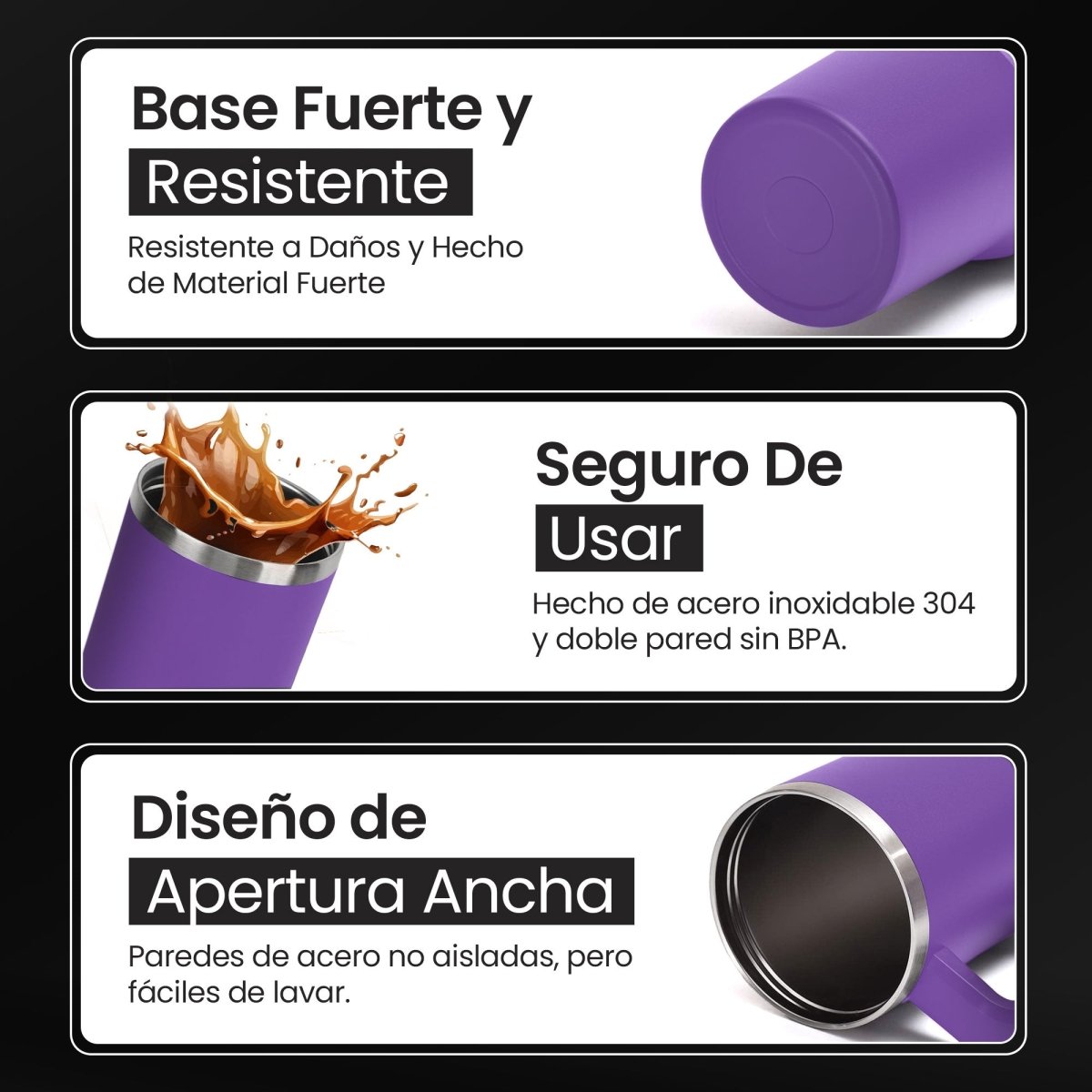 Vaso Térmico De Acero Inoxidable Con Asa Ergonómica Y Aislamiento Térmico Avanzado 30 oz - ONDASHOPMX