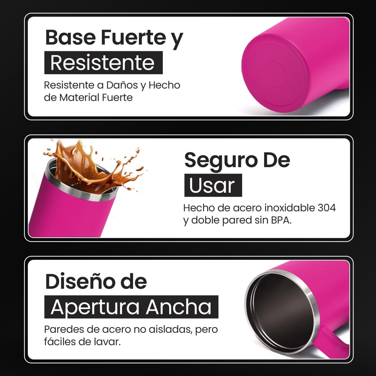 Vaso Térmico De Acero Inoxidable Con Asa Ergonómica Y Aislamiento Térmico Avanzado 30 oz - ONDASHOPMX
