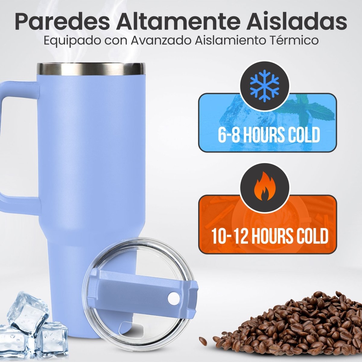 Vaso Térmico De Acero Inoxidable Con Asa Ergonómica Y Aislamiento Térmico Avanzado 30 oz - ONDASHOPMX