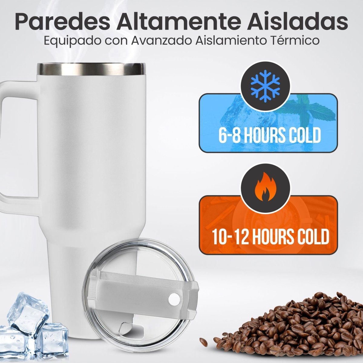 Vaso Térmico De Acero Inoxidable Con Asa Ergonómica Y Aislamiento Térmico Avanzado 30 oz - ONDASHOPMX