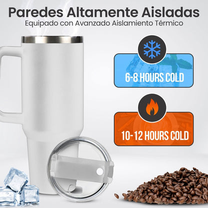 Vaso Térmico De Acero Inoxidable Con Asa Ergonómica Y Aislamiento Térmico Avanzado 30 oz - ONDASHOPMX