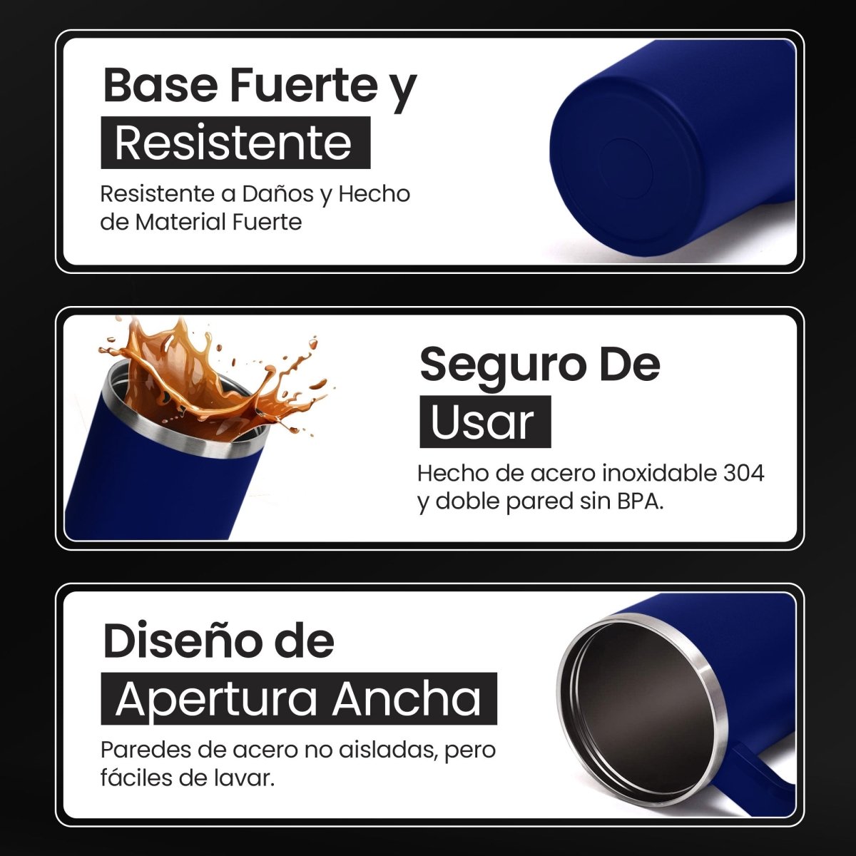 Vaso Térmico De Acero Inoxidable Con Asa Ergonómica Y Aislamiento Térmico Avanzado 30 oz - ONDASHOPMX