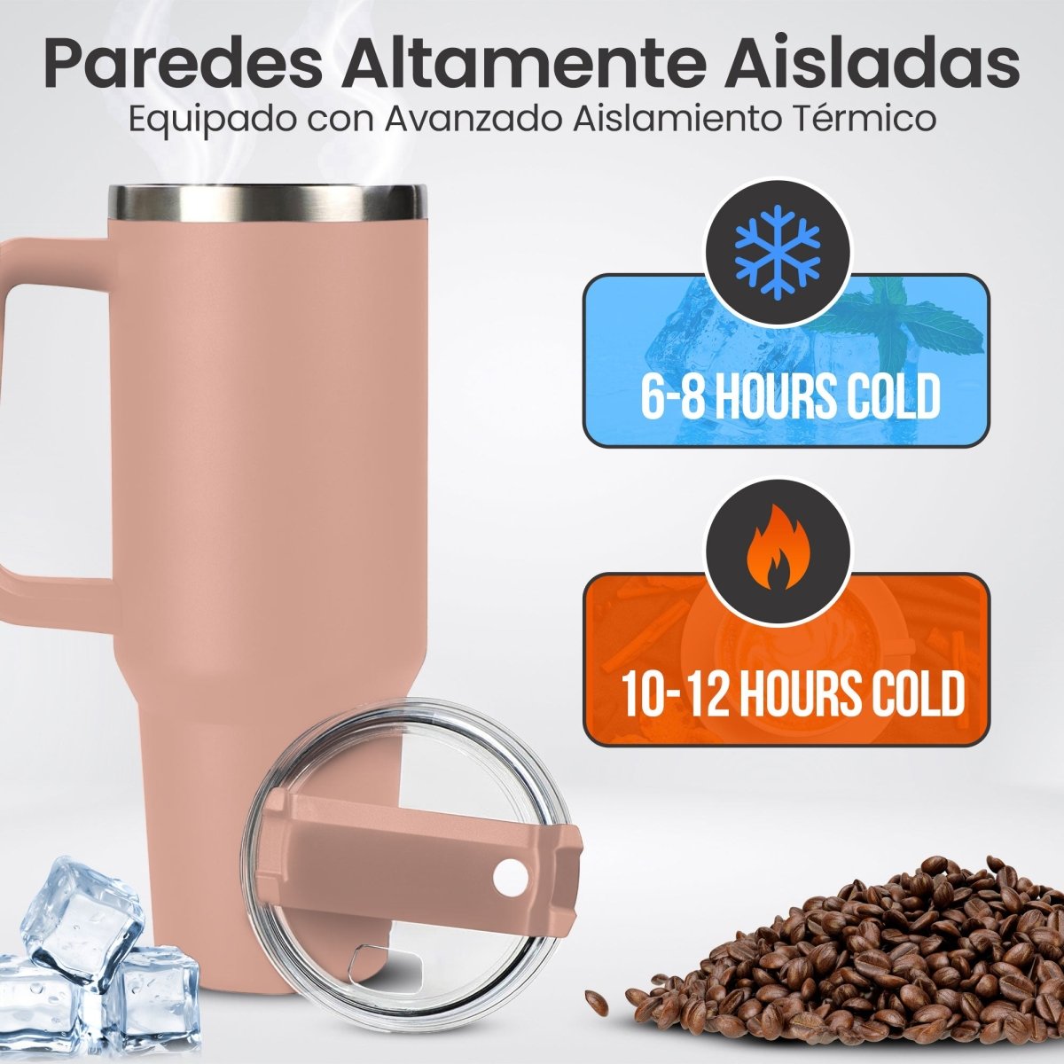Vaso Térmico De Acero Inoxidable Con Asa Ergonómica Y Aislamiento Térmico Avanzado 30 oz - ONDASHOPMX