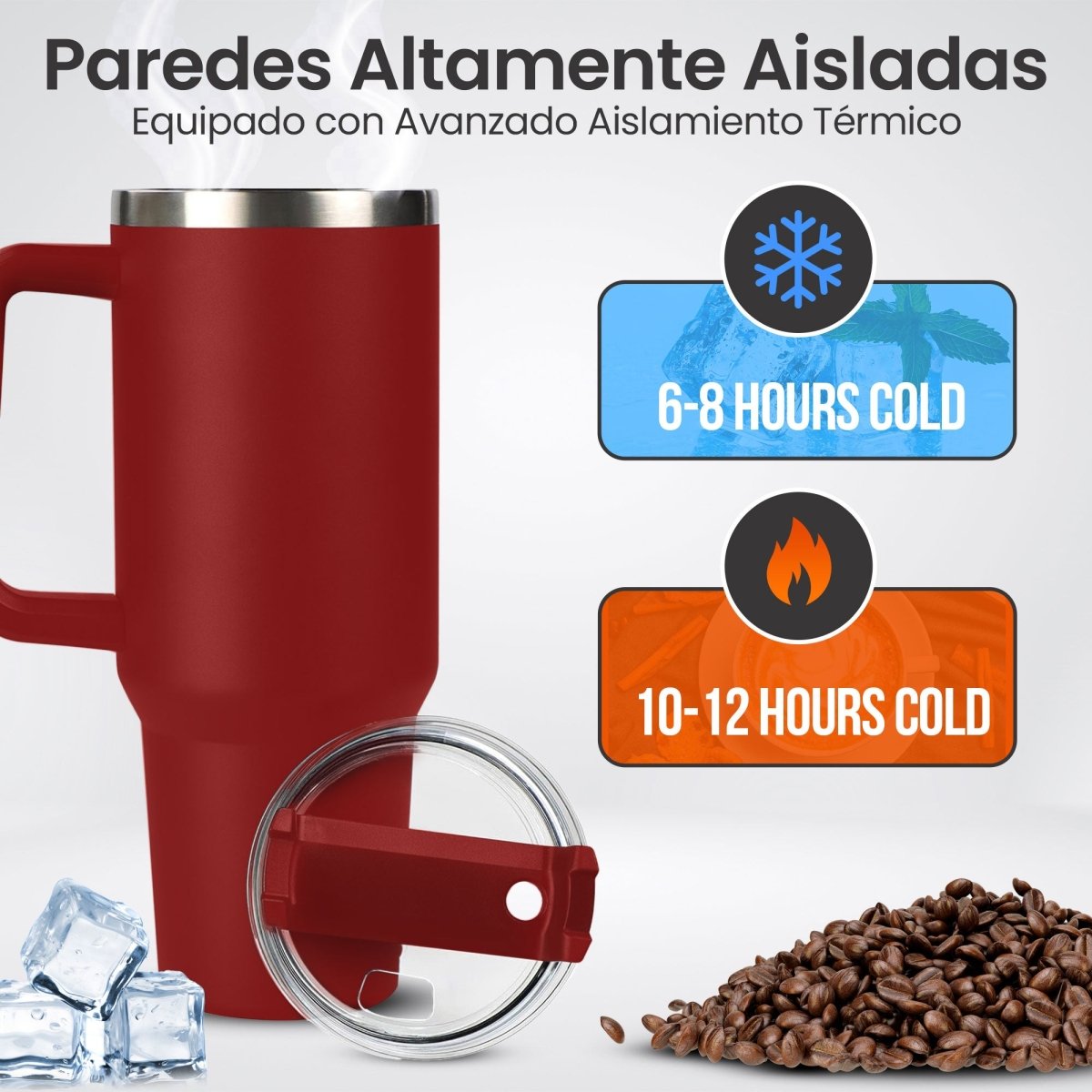 Vaso Térmico De Acero Inoxidable Con Asa Ergonómica Y Aislamiento Térmico Avanzado 30 oz - ONDASHOPMX