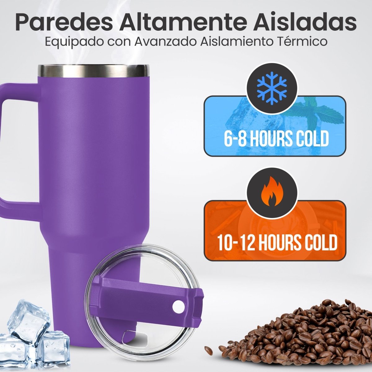Vaso Térmico De Acero Inoxidable Con Asa Ergonómica Y Aislamiento Térmico Avanzado 30 oz - ONDASHOPMX