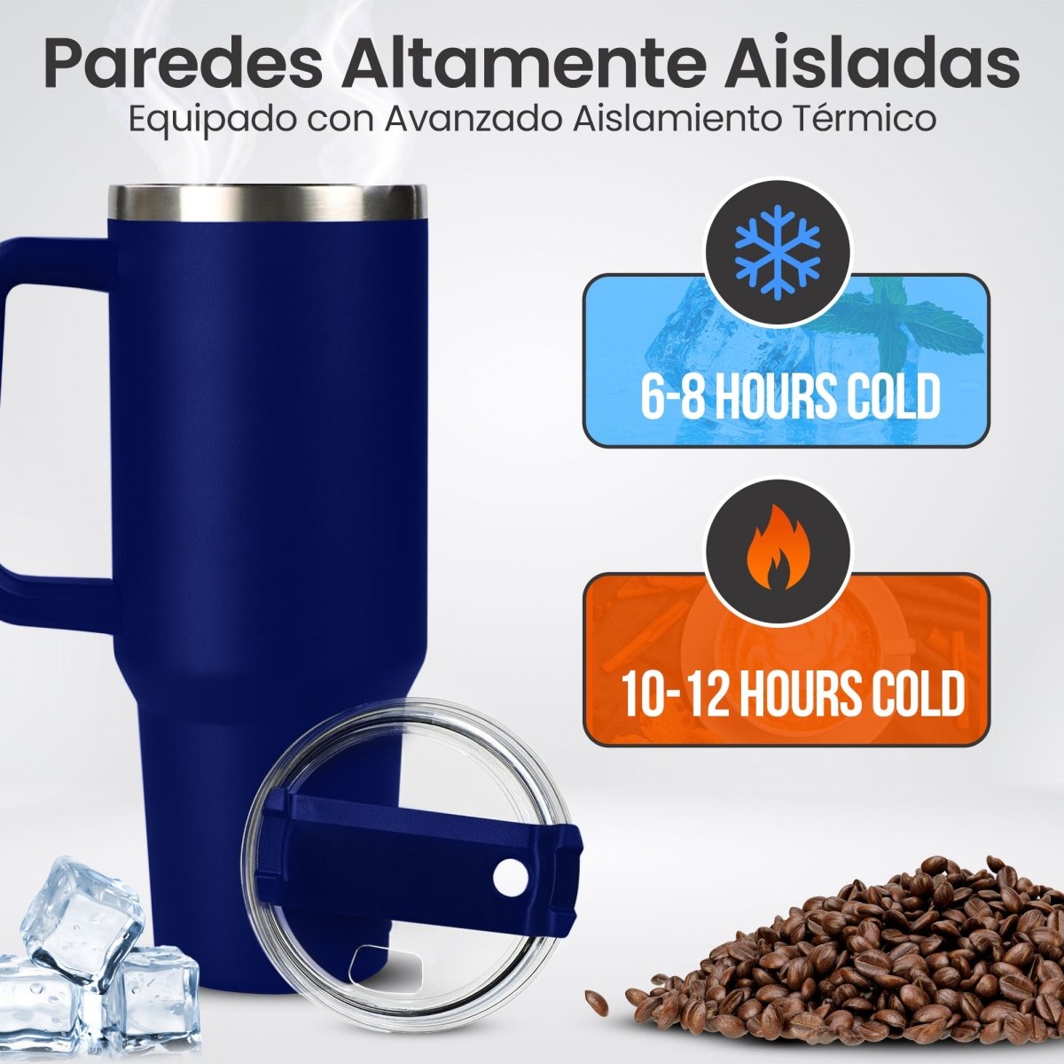 Vaso Térmico De Acero Inoxidable Con Asa Ergonómica Y Aislamiento Térmico Avanzado 30 oz - ONDASHOPMX