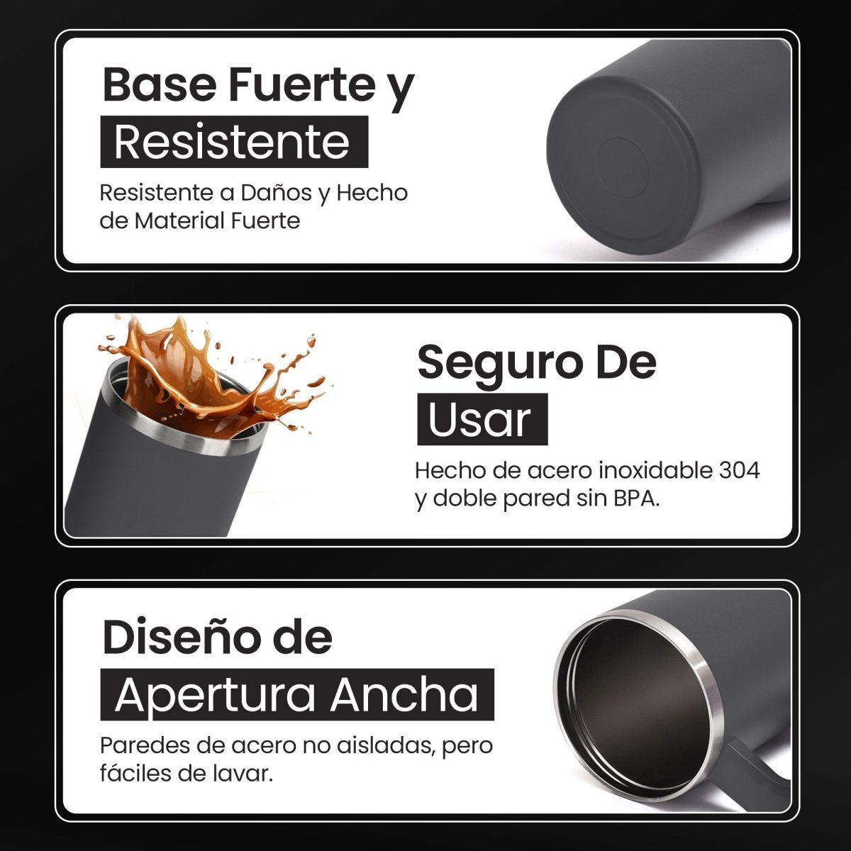 Vaso Térmico De Acero Inoxidable Con Asa Ergonómica Y Aislamiento Térmico Avanzado 30 oz - ONDASHOPMX