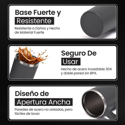 Vaso Térmico De Acero Inoxidable Con Asa Ergonómica Y Aislamiento Térmico Avanzado 30 oz - ONDASHOPMX