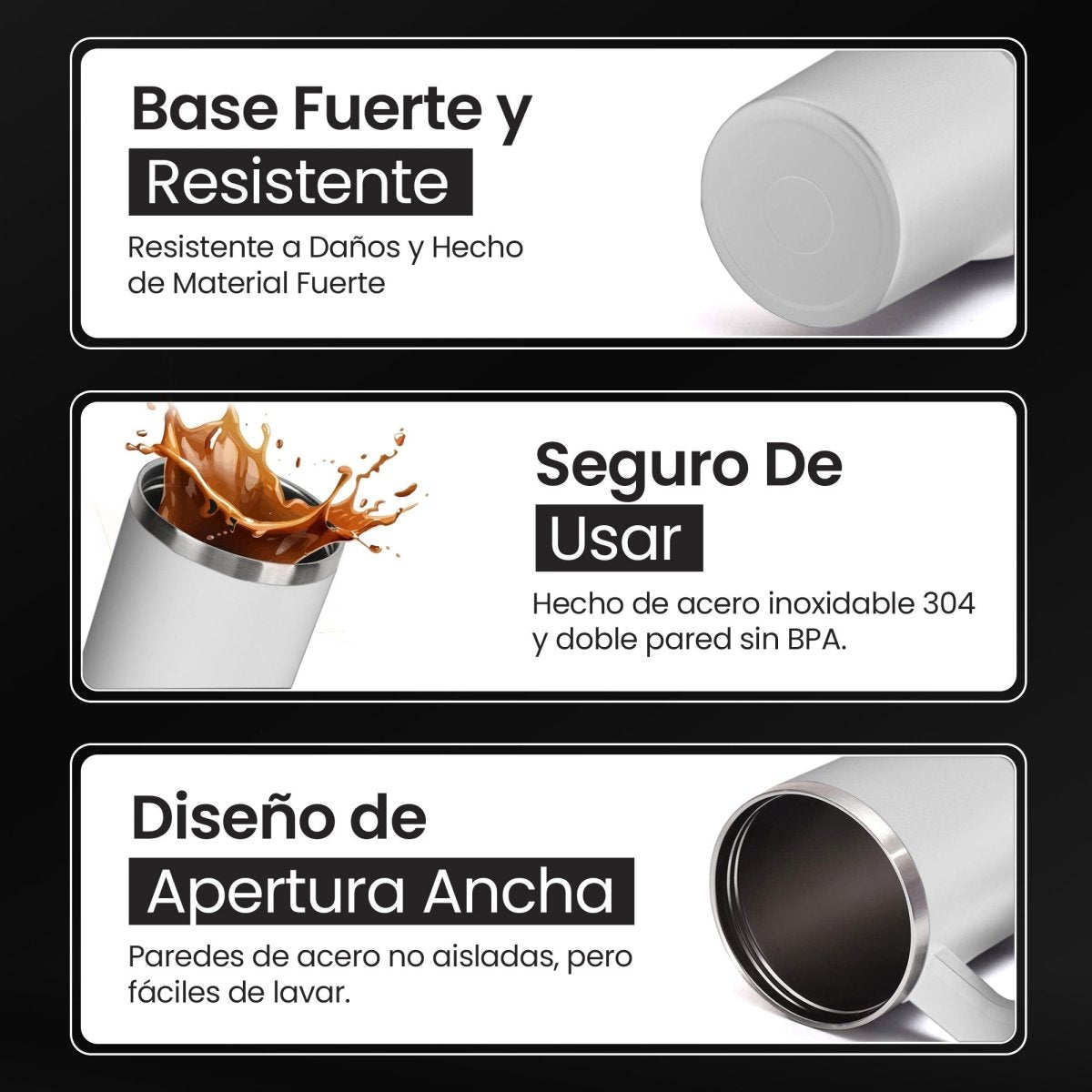 Vaso Térmico De Acero Inoxidable Con Asa Ergonómica Y Aislamiento Térmico Avanzado 30 oz - ONDASHOPMX