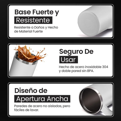 Vaso Térmico De Acero Inoxidable Con Asa Ergonómica Y Aislamiento Térmico Avanzado 30 oz - ONDASHOPMX