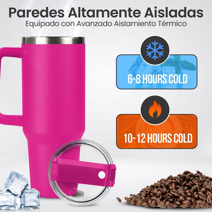 Vaso Térmico De Acero Inoxidable Con Asa Ergonómica Y Aislamiento Térmico Avanzado 30 oz - ONDASHOPMX