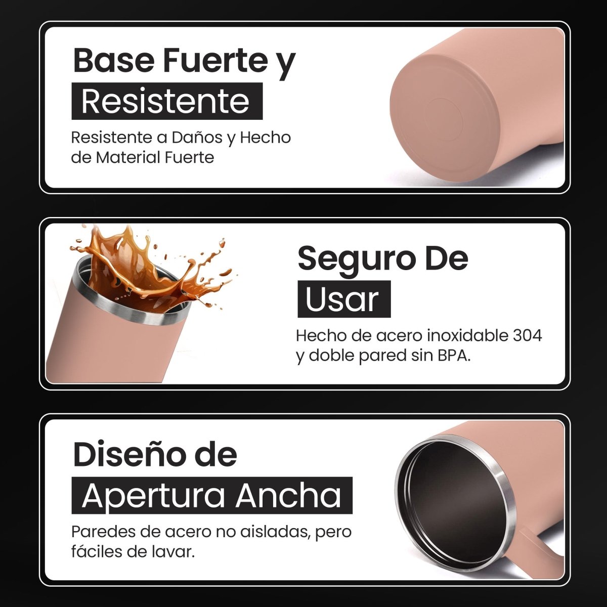 Vaso Térmico De Acero Inoxidable Con Asa Ergonómica Y Aislamiento Térmico Avanzado 30 oz - ONDASHOPMX