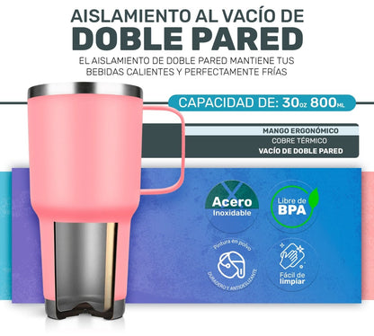 Vaso Térmico De Acero Inoxidable Con Mango 30oz - ONDASHOPMX