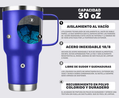Vaso Térmico De Acero Inoxidable Con Mango 30oz - ONDASHOPMX