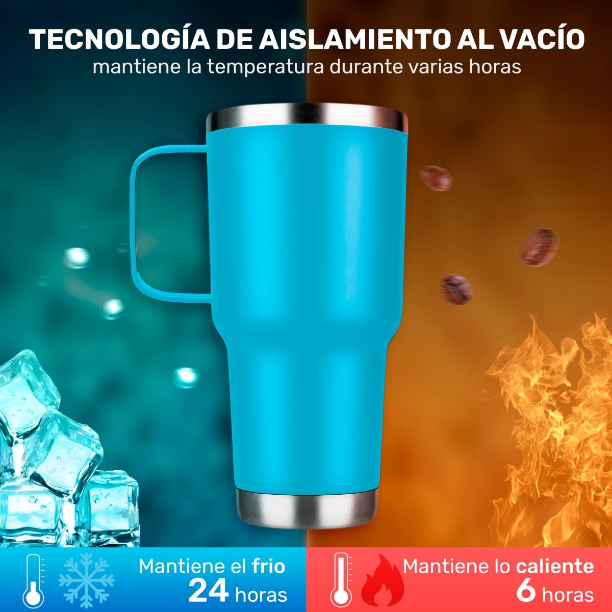 Vaso Térmico De Acero Inoxidable Con Mango 30oz - ONDASHOPMX